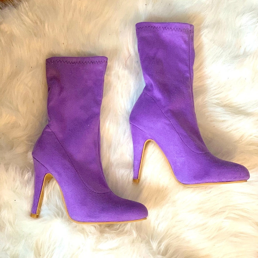 Purple ankle boots heels